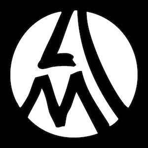 May include: A black and white logo featuring the letters "A" and "M" in a stylized design. The letters are in a bold, sans-serif font, with the "A" partially overlapping the "M". The logo is set against a white circle on a black background.