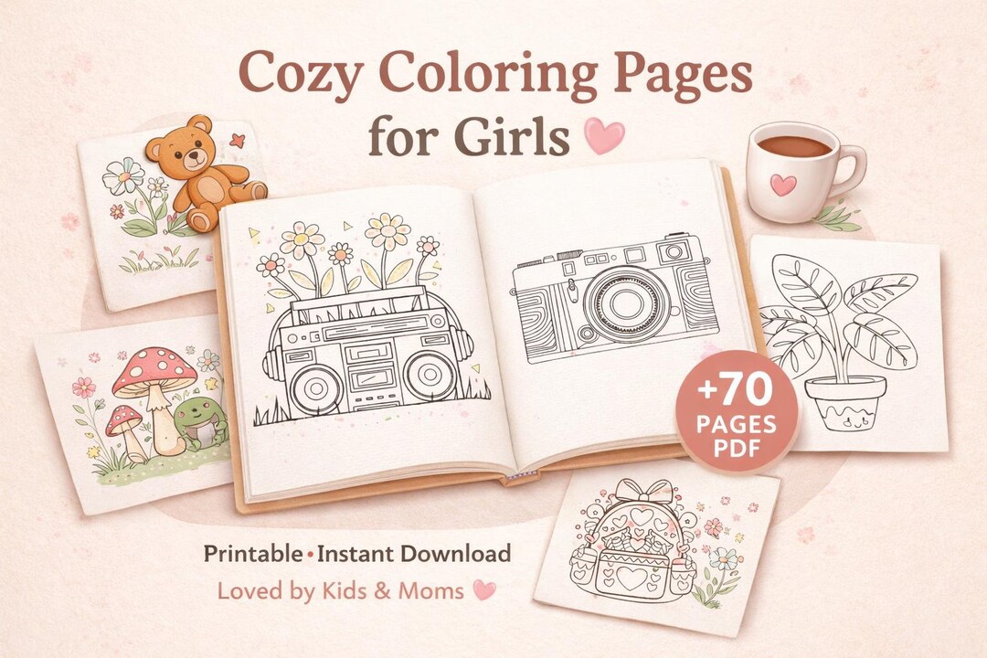 70+ Bold & Easy Cozy Coloring Pages for Adult / Stress Relief Coloring ...