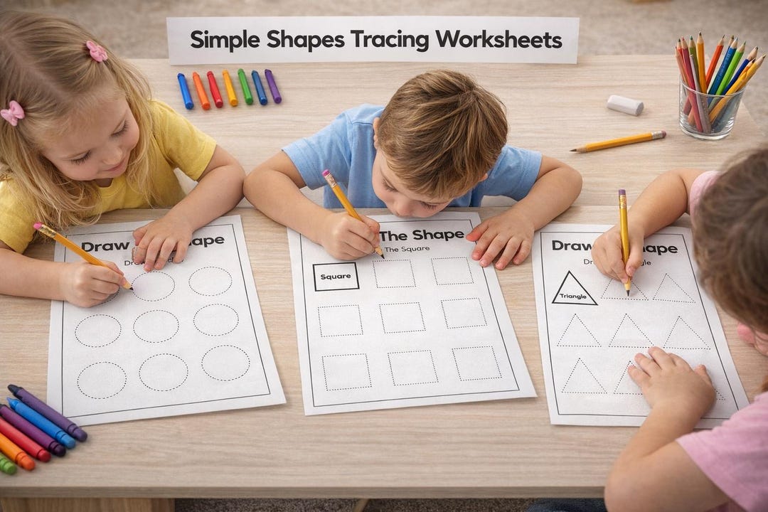 Fu Tracing Simple Shapes Tracing Worksheets for Kids | Circle Square Triangle ...