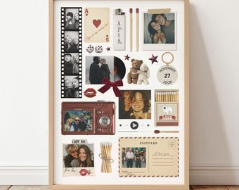 Editable Matchbox Poster Template – Personalized Couple Wall Art – DIY Anniversary Gift – Canva Digital Download – 4 Sizes + 400 Elements