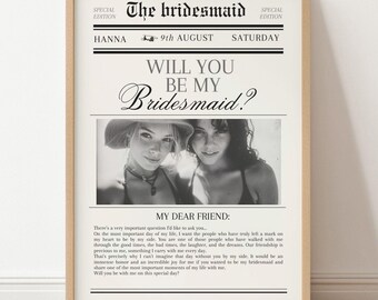 Bridesmaid Proposal Newspaper – Will You Be My Bridesmaid Template – Editable Custom Poster – Canva Digital Download – 4 Sizes