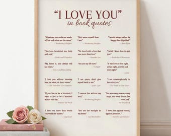 Romantic Book Quotes Poster – Literary Love Quotes Wall Art – Classic Novel Quotes Print – Book Lover Gift – Printable Canva Template