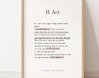 Romeo And Juliet Quote Poster – Editable Shakespeare Wall Art – Literary Quote Printable – Canva Template – 4 Poster Sizes