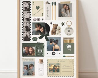 Editable Matchbox Poster Template – Personalized Couple Wall Art – DIY Anniversary Gift – Canva Digital Download – 4 Sizes + 400 Elements