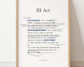 Hamlet “To Be Or Not To Be” Poster – Editable Book Quote Wall Art – Canva Template – 4 Sizes + Bonus Elements