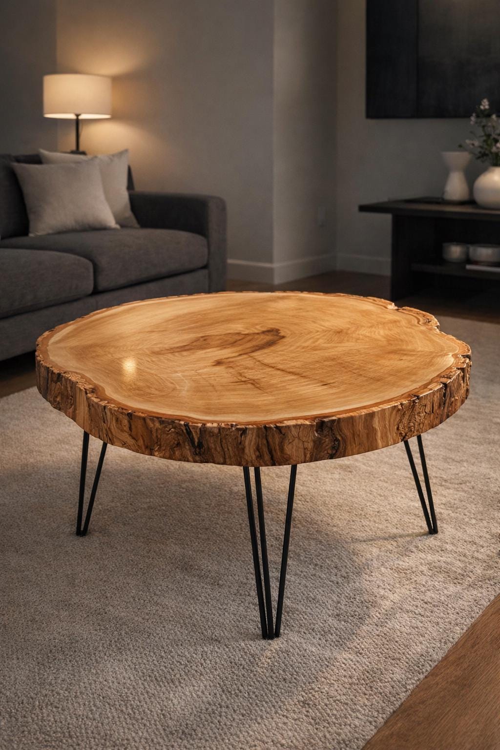 Table Basse Bois Massif Chêne Liège ≈100cm Ø - Unique Naturelle Organique Artisanale Meuble Brut Design