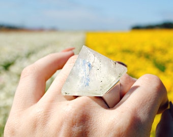 Quartz Pyramid Ring  - Statement Ring - Stone Pyramid - Bohemian - Crystal Jewelry