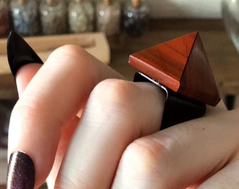 Red Jasper Pyramid Ring - Healing Stone - Statement Ring - Crystal Jewelry