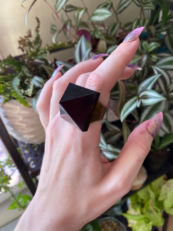 Buy Black Onyx Ring, Triangle Stone, Black Stone Ring, Black Gemstone, Pyramid  Ring, Gothic Wedding Band, Goth Engagement Ring, Occult, Unisex Online in  India - Etsy