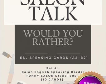 Salon English Speaking Cards ESL | Would You Rather Game | Funny Salon Situations | A2 B1 B2 Conversation Practice | Printable PDF
