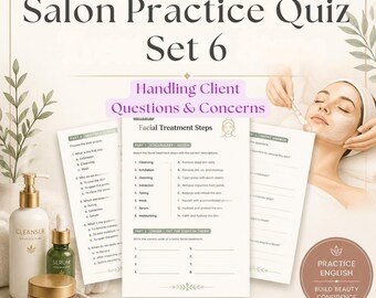 Beauty Salon English Quiz Set 6 – Handling Client Questions & Concerns | ESL Warm-Up Activity | A2-B1 Printable Worksheet | Salon series