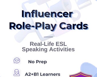 Social Media Workbook Influencer English Role-play cards