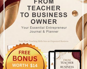 From Teacher to Business Owner, ESL Teacher Business Planner, Printable Digital Journal, Tutor Entrepreneur Workbook