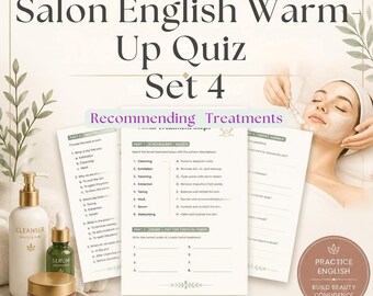Beauty Salon English Warm-Up Quiz Set 4 | Recommending Treatments | ESL Worksheet for Adult Learners | Printable PDF | No Prep