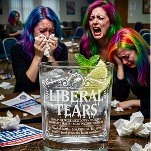 Liberal Tears whiskey Glass – Heavy Base Engraved Barware- 10 oz.