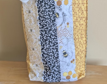 Sac cabas mini patchwork abeille, sac bandoulière en tissu nid d'abeille, cadeau pour les amoureux des abeilles