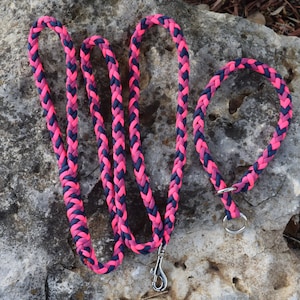 Dog Collar and Leash Set &quot;Burnet&quot; - Braided - Paracord