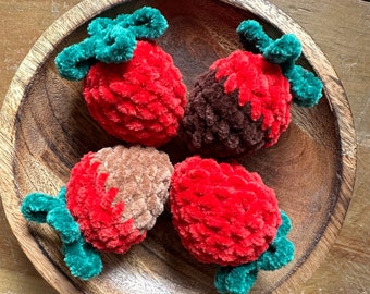 Crochet Strawberry Keychain Plushie