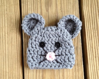 Instant Download - Mouse Hat crochet PATTERN - PDF - newborn to 4 years - photo prop