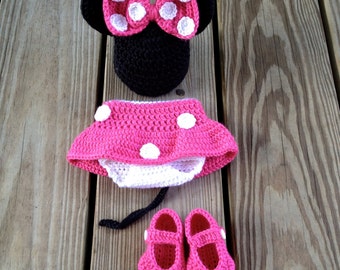 Instant Download PDF Crochet Mouse Outfit Photo Prop Set - 3 Patterns in 1 - 0 to 18 Months - Photography Prop