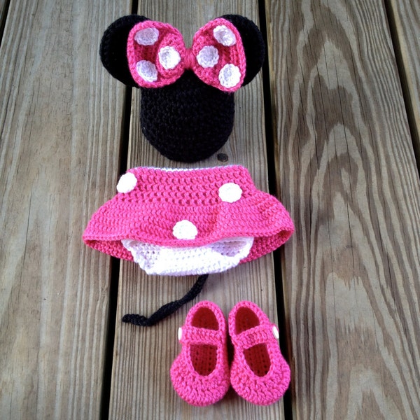 Instant Download PDF Crochet Mouse Outfit Photo Prop Set - 3 Patterns in 1 - 0 to 18 Months - Photography Prop