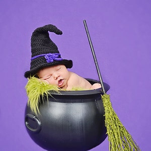 Instant Download Witch Hat Crochet Pattern PDF Newborn to Adult photography prop Halloween costume image 1