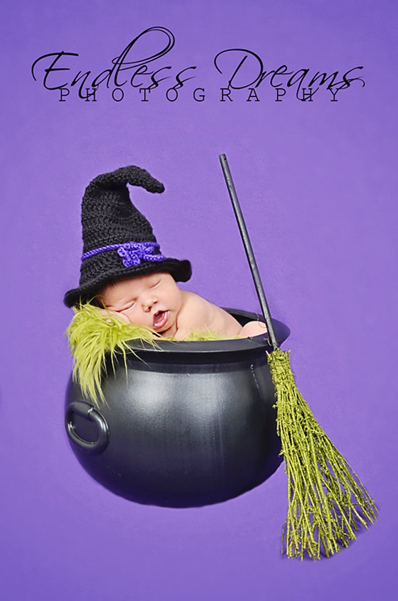 Instant Download Witch Hat Crochet Pattern PDF Newborn to Adult photography prop Halloween costume image 1