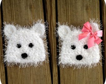 Instant Download - Westie Puppy Hat Crochet PATTERN - PDF - Newborn to Adult - Westhighland Terrier - Puppy - Hat - photography prop