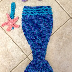 Instant Download PDF Crochet Mermaid Tail Photo Prop Set 3 Patterns in 1 Newborn to 3 Months Photography Prop image 2