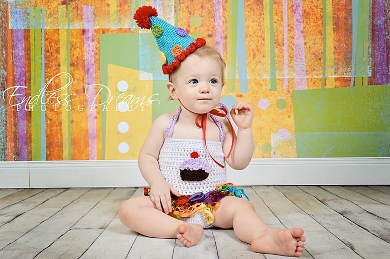 Instant Download PDF Party Hat Crochet Pattern Birthday Hat photography prop baby hat cone hat image 2