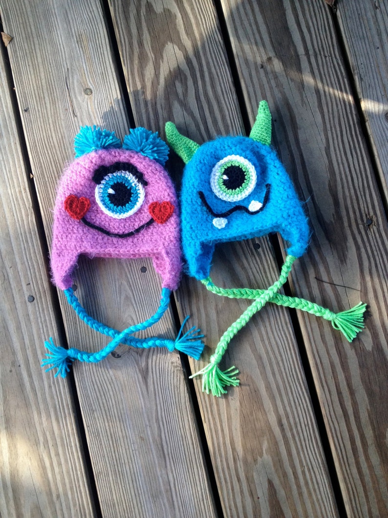 Instant Download PDF Monster Hat Crochet Pattern Monster photography prop baby hat Halloween Costume image 1