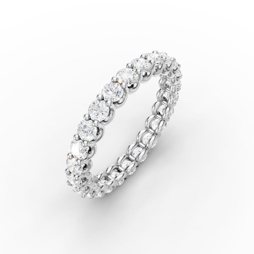 Lab Diamond Eternity Band 2.7mm, U Shared Prong Wedding Ring, 14K Gold ...