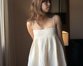 OLIVEE.co : Straight Neck Spaghetti Strap Cotton Top Triple Layer Gauze Cotton