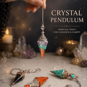 Crystal Pendulum • HIGH QUALITY Gemstone Divination Tool • Witchcraft Accessory Collection • Spiritual Guidance • Mystical Decor