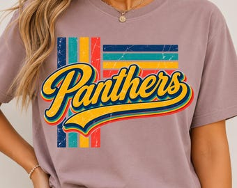 Panthers PNG, Retro Panthers Mascot PNG, Back To School, Vintage School Spirit Design, Teacher Shirt PNG, Sublimation Download