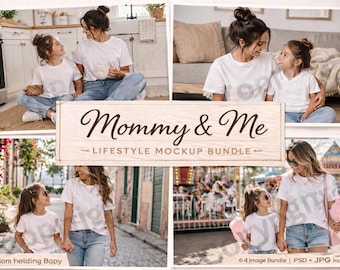 Pack de maquettes maman et moi | Maquettes de chemise assorties | Photos mode de vie mère-fille | Images de produits Etsy
