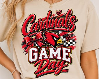 Cardinals Game Day PNG, Cardinal Mascot School Spirit PNG, Red Team Pride Sublimation Design, Football Teacher Sports PNG