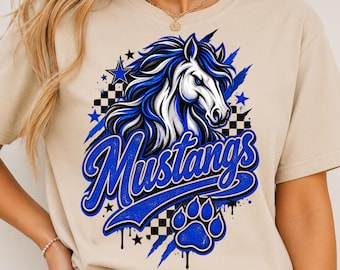 Mustangs PNG, Retro Mustangs Mascot PNG, Back To School , School Spirit Design, Teacher Shirt PNG, Mustang Sublimation Download