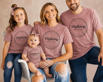 Mama Papa Kinder Passenden Shirt Mockup Bundle | Familie Lifestyle T-Shirt Mockups | Hochauflösender digitaler Download