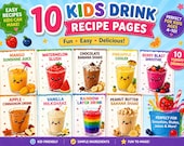 Kids Drink Recipe Book Printable | 10 Fun Smoothies & Juices for Kids | Healthy Easy Recipes PDF | Kids Cookbook Instant Download