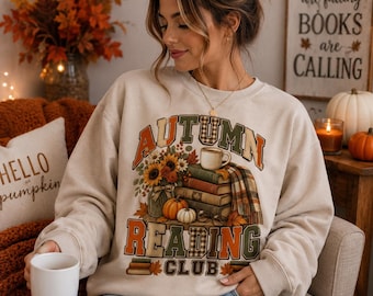 Autumn Reading Club PNG, Fall Book Club PNG, Cozy Reader Books Coffee PNG, Vintage Bookish Sublimation