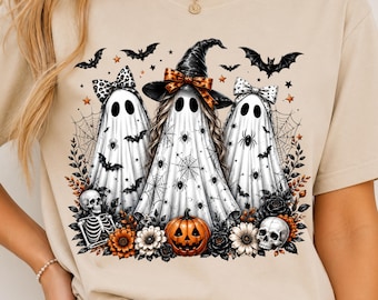 Halloween-Geist (PNG), Gruseliges Geister-Trio (PNG), Verspieltes Halloween, Hexengeist (PNG), Niedliches gruseliges Sublimations-Shirt-Design