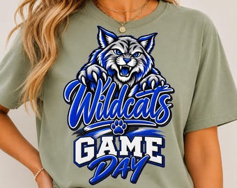 Wildcats Spieltag PNG, Wildcat-Maskottchen PNG, Schulgeist PNG, Wildcats Sportteam, Digitaler Download zum Football-Spieltag