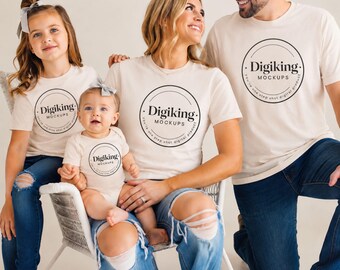 Vatertag Family Shirt Mockup Bundle | Mama Papa Kinder Passende T-Shirt Mockups | Sofortiger digitaler Download