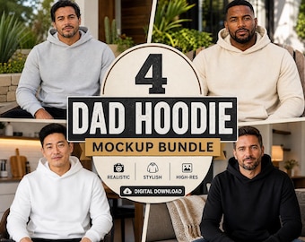 Dad Hoodie Mockup Bundle, Realistic Hoodie Mockup, Father Apparel Mockup, Blank Hoodie Template, Men Streetwear Mockup, Lifestyle Hoodie Moc