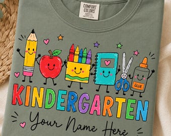Personalized Kindergarten PNG, Custom Student Name PNG, Back To School Shirt Design, Teacher PNG, First Day Of School