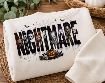 Nightmare Horror Characters PNG, Classic Slasher Movie PNG, Scary Movie Lover Design, Halloween Horror DTF Sublimation Download