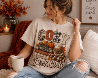 Cozy Fall Book Club PNG, Autumn Reading Club PNG, Books Coffee Pumpkin PNG, Cozy Reader Sublimation