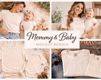 Mommy Baby T-Shirt Mockup Bundle | Matching Outfit Lifestyle (Digital Download)