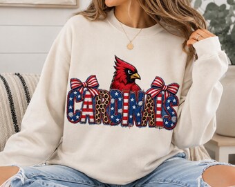 Cardinals-Maskottchen (PNG), Leopard Bow Cardinals (PNG), Patriotischer Schulgeist (PNG), Rot-Weiß-Blaue Spieltags-Sublimation